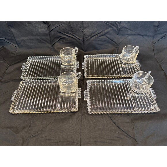 Vintage Hazel Atlas Orchard Crystal Ball & Rib Snack Set...